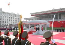 Церемония официальной встречи Президента Беларуси Александра Лукашенко в Пхеньяне