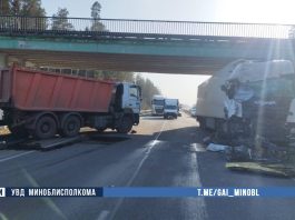 ДТП в Борисовском районе на автодороге М-1: водитель грузовика пострадал в столкновении с самосвалом ДТП в Борисовском районе