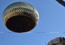 Установка креста и купола на строящийся храм в честь святых благоверных князей-страстотерпцев Бориса и Глеба г. Борисова