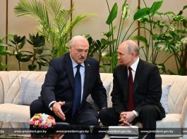 Встреча Александра Лукашенко с Президентом России Владимиром Путиным в Астане